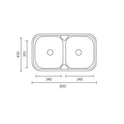 Halifax RVS dubbele wasbak opbouw 80x45 cm 1208970060