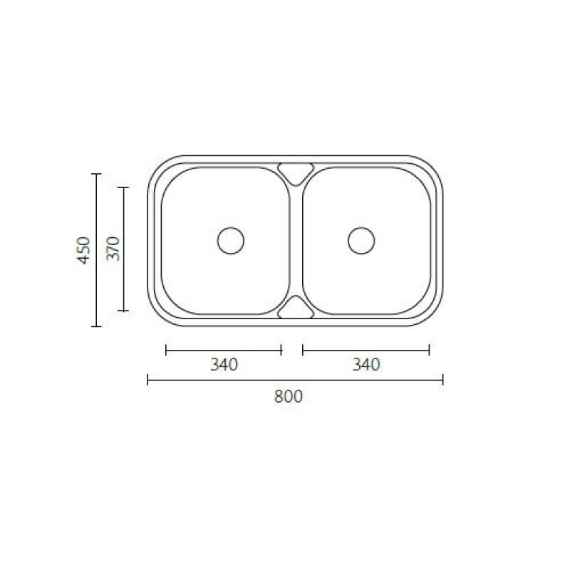 Halifax RVS dubbele wasbak opbouw 80x45 cm 1208970060