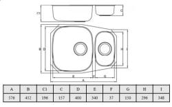 De tekst "Banka Alaska RVS 1.5 Spoelbak onderbouw 524 x 400 mm 1208970064" vertaalt naar het Hongaars als: "Banka Alaska rozsdamentes acél 1.5 alsó beépítésű mosogató 524 x 400 mm 1208970064"