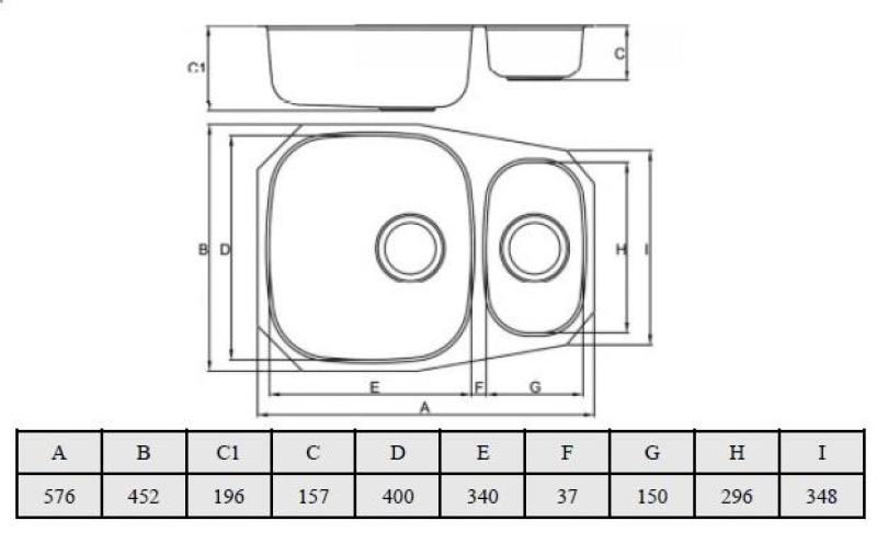 Banka Alaska rozsdamentes acél 1,5 mosogató alátét 524 x 400 mm 1208970064