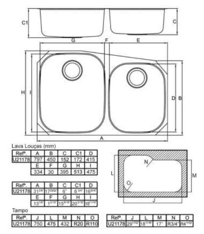 Banka Princess rozsdamentes acél dupla mosogató alátét 750x475 mm 1208970067