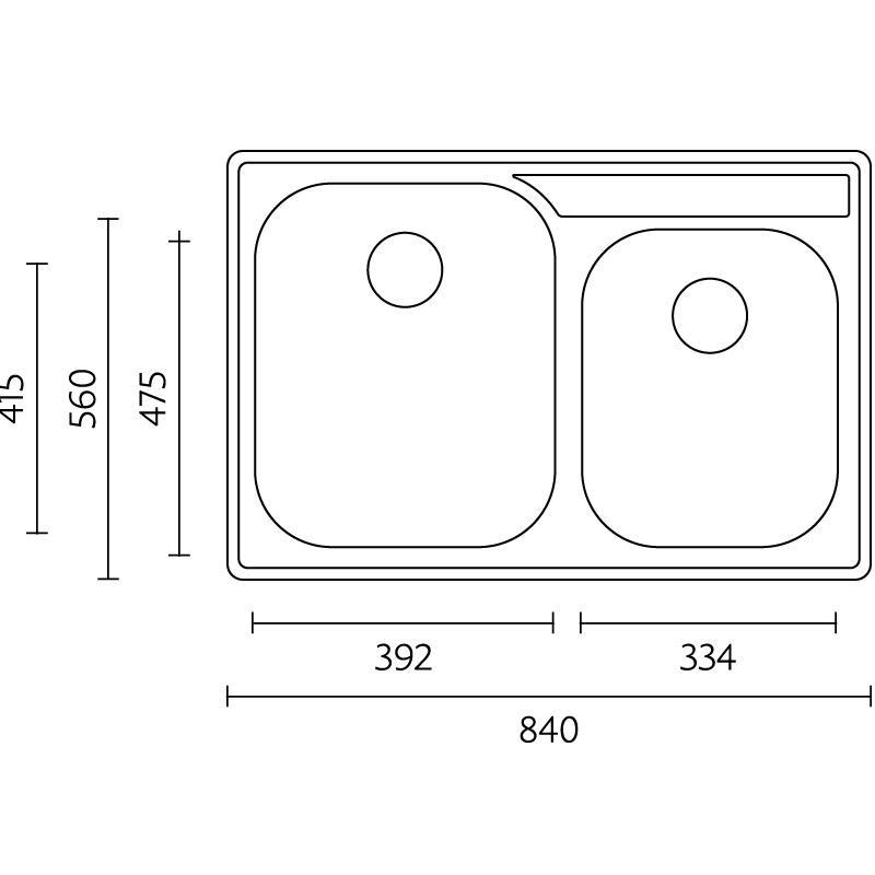 Banka Princess rozsdamentes acél dupla mosogató alátét 750x475 mm 1208970067
