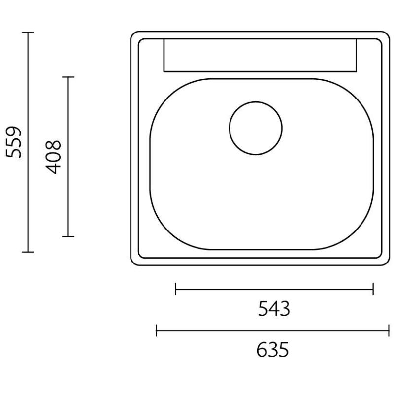 Banka Detroit RVS Mosogató 635 x 559 mm Beépített csaptelephellyel 1208970077