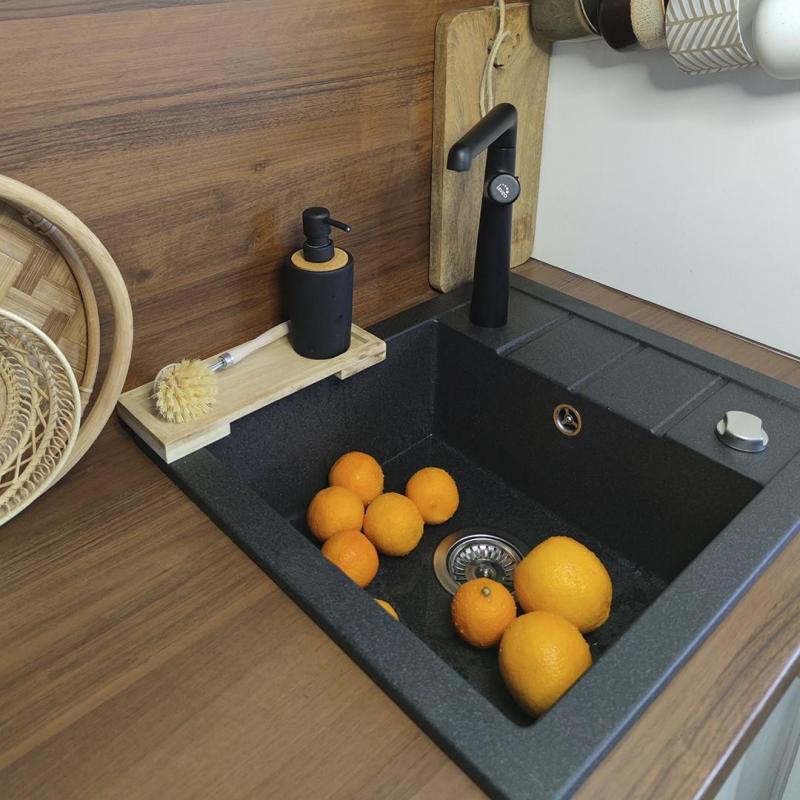 Aquadesign Somerset Gránit Felépítmény Mosogató Antracit kis Csepegtetőrésszel 570 x 495 mm 1208970084