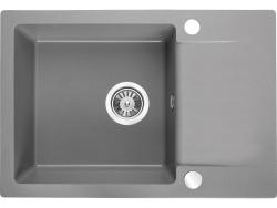 Aquadesign Kensley Set - Gránit beépíthető mosogató szürke, kis csepegtető résszel és konyhai csapteleppel, 65 x 44 cm 1208970086