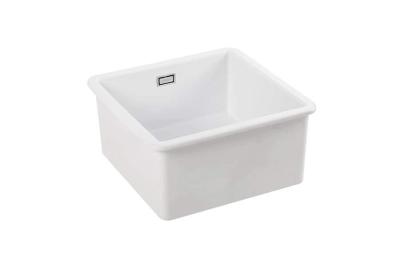 Ausmann Ceramic Ember Kerámia Fehér Négyzet Alakú Felépített és Aláépített Mosogató 40 x 40 cm RVS dugóval 1208970094