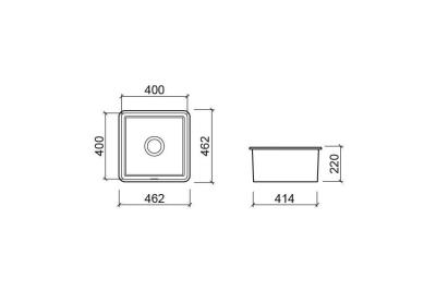 Ausmann Ceramic Ember Kerámia Fehér Négyzet Alakú Felépített és Aláépített Mosogató 40 x 40 cm RVS dugóval 1208970094