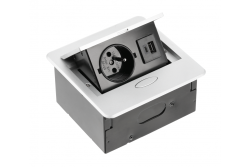 AVARO Beépíthető bútor aljzat, 1x francia aljzat, USB A+C, 1,5m kábel, Ezüst