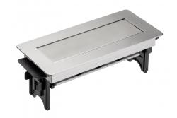 Asztali hosszabbító kábel kazetta nélkül, 3-szoros földelt aljzat, 1,5 m-es tápkábel dugóval, rozsdamentes acél.