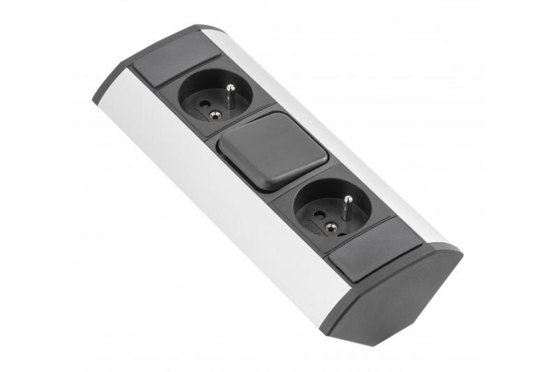 MINI sarokhosszabbító kapcsolóval és 2 földelt aljzattal 230 V 16 A