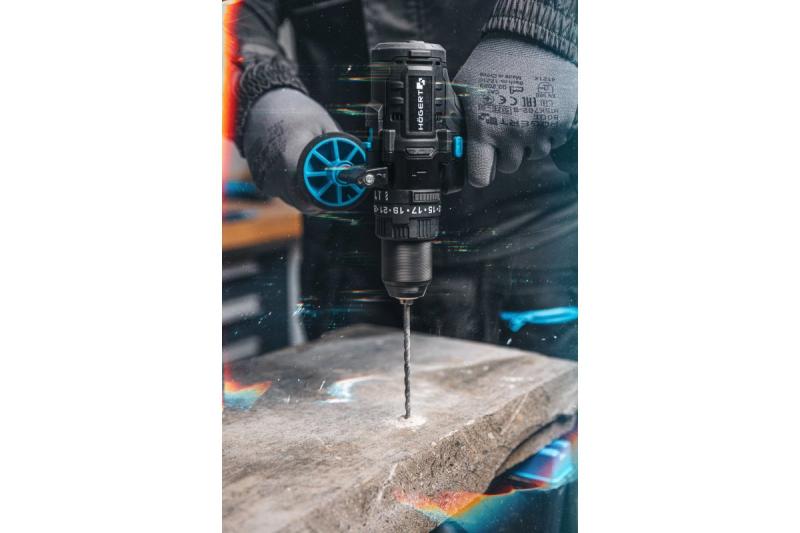 Högert erős akkumulátoros ütvefúró, kefefree, 18V