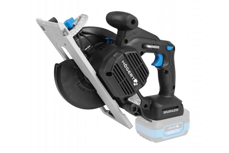 HÖGERT akkumulátoros körfűrész, 18V, akkumulátor nélkül, porszívó csatlakozóval.