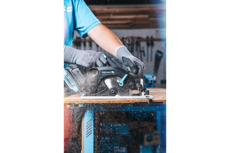 HÖGERT akkumulátoros körfűrész, 18V, akkumulátor nélkül, porszívó csatlakozóval.