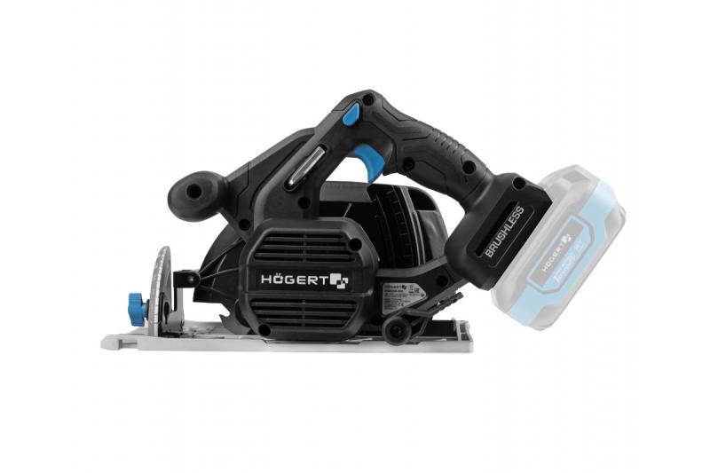 HÖGERT akkumulátoros körfűrész, 18V, akkumulátor nélkül, porszívó csatlakozóval.