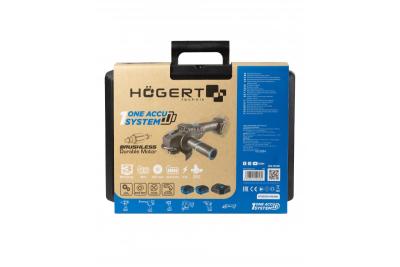 HÖGERT Vezeték nélküli sarokcsiszoló pedálkapcsolóval, 125MM, 18V, készlet akkumulátorral, töltővel, tartozékokkal