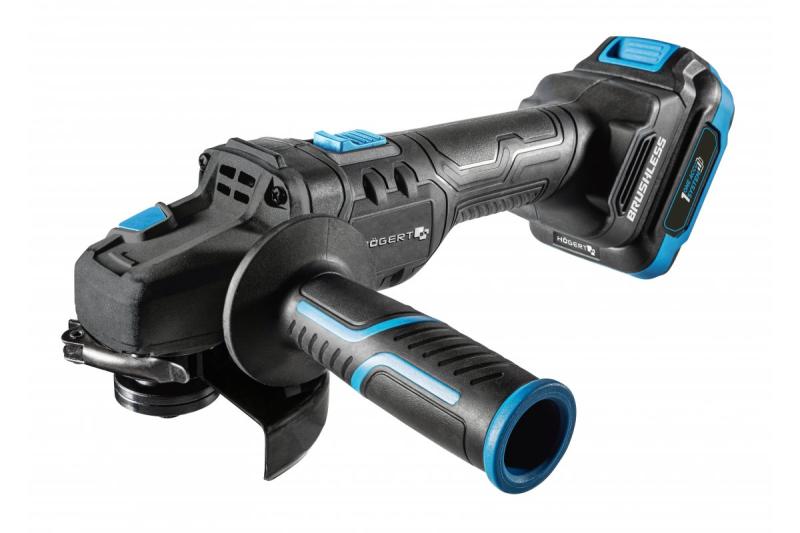 HÖGERT Vezeték nélküli sarokcsiszoló pedálkapcsolóval, 125MM, 18V, készlet akkumulátorral, töltővel, tartozékokkal