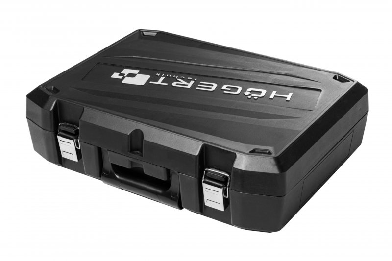 HÖGERT Akkumulátoros sarokcsiszoló paddle kapcsolóval, 125MM, 18V - Készlet (akkumulátor, töltő, tartozékok)