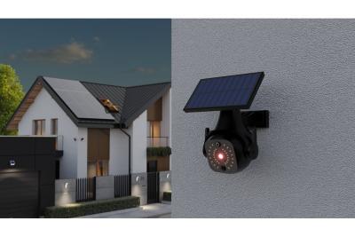 Napárvíz fény mozgás- és alkonyatérzékelővel, GUARDOS, LED, 300lm, 6400K, 1200mAh, IP65, dummy kamera