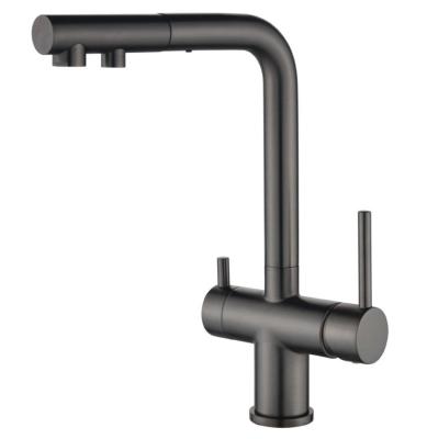 Ausmann Ellington 3-utas konyhai csaptelep kihúzható kifolyóval és szűrt vízzel – Gun metal – 1208970499
