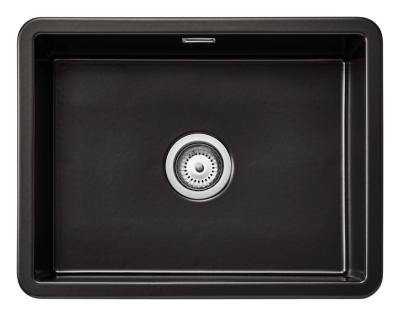 Ausmann Ceramic Ember Kerámia Matt Fekete Mosogató - Felületre és Aláépítésre 54 x 40 cm RVS dugóval 1208970511