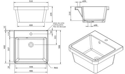 Ausmann Ceramic Frost Kerámia Fehér Mosdókagyló - Pult feletti 510 x 506 mm csaptelephellyel 1208970516