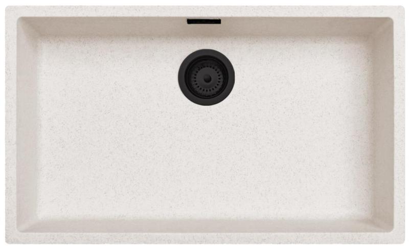 Homokfehér Nagy Mosogató 70x40 cm Alulról, Felülről és Lapostól Beépíthető Matt Fekete Dugóval 1208970525