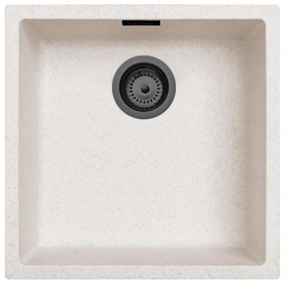 Zand Wit Crème Wasbak 40x40 cm Onderbouw, Opbouw en Vlakinbouw met Gun Metal Stop 1208970539