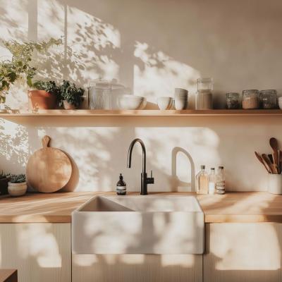 Ausmann Ceramic Panor Shade kerámia fehér Butler mosogató - alulról és középről szerelhető 630 x 597 mm, csaplyukkal és Gun metal dugóval 1208970551