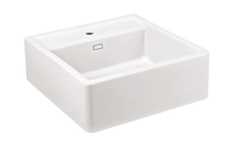 Ausmann Kerámia Panor Shade Fehér Butler Mosogató - Beépíthető és Félbeépíthető 630 x 597 mm csaptelephellyel és Fehér dugóval 1208970556