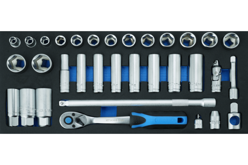 3/8" racsnis szerszámkészlet, 33 darab, EVA-betét.