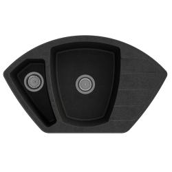 Gránitföld Monte gránit fekete mészkő mosogató felszerelés 901x538mm rozsdamentes acél dugóval 1208970601.