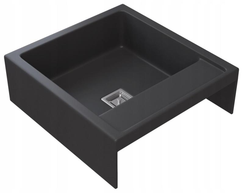 Graniteland Arno Gránit Fekete Mosogató Beépíthető 582x620mm Rozsdamentes Acél Négyszögletű Dugóval 1208970602