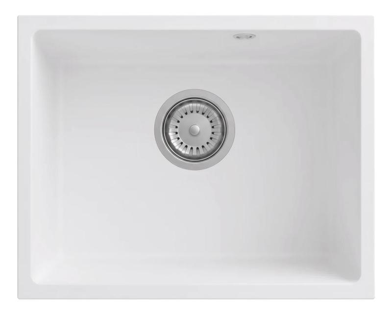 Graniteland Solo Granite White Undermount Sink 42x34 cm with Stainless Steel Plug 1208970613