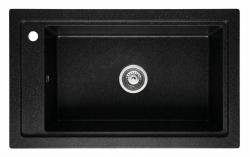 Graniteland Magra Granit fekete márvány keménykő Felületre szerelhető mosogató 686x427 mm csaplyukkal és rozsdamentes acél dugóval 1208970615