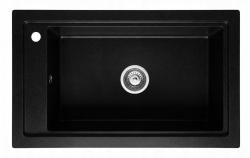 Graniteland Magra Gránit Fekete Felépítményes Mosogató 686 x 427 mm csaplyukkal és Rozsdamentes Acél Dugóval 1208970616