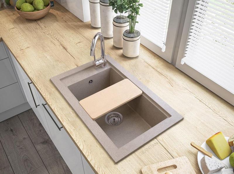 Graniteland Magra Granit Szürke Felépített Mosogató 686 x 427 mm csaplyukkal és rozsdamentes acél dugóval 1208970618