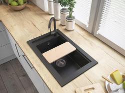 Graniteland Magra Gránit Antracit Arany Felépítő mosogató 686 x 427 mm csaplyukkal és rozsdamentes acél dugóval 1208970623