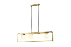 OUTLET Keret Sérült Dekor Avelin függőlámpa arany téglalap alakú kerettel, 80 cm széles 2287