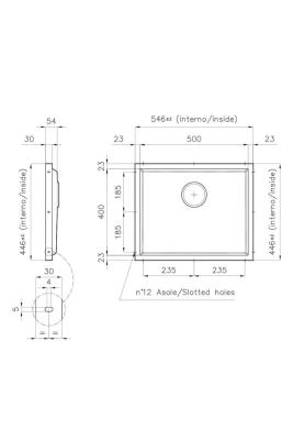 Foster Phantom Base RVS Alaplapi Munkalap Mosogató 50x40cm beépítésre Kerámia természetes kő és Solidsurface vastagság 20mm 1208970717