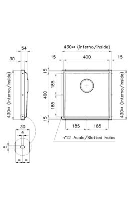 Foster Phantom Base Rozsdamentes Acél Alaplap Munkalap Mosogató 40x40cm Beépíthető Kerámiába, Terméskőbe és Szilárd Felületbe 20mm Vastagság 1208970718