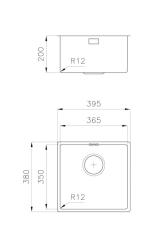 Foster L35 Speciaal 35 cm lang roestvrijstalen spoelbak 365 x 350 mm onderbouw 1208970722