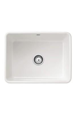 Ausmann Ceramic Mira Kerámia Fehér Mosogató - Alsó és Felső Beépítés 590 x 458 mm rozsdamentes acél dugóval 1208970733