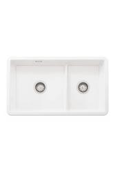 Ausmann Ceramic Ember Kerámia Fehér Másfél Mosogató Beépítve és Alulról Szerelve 733 x 401 mm Rozsdamentes Acél dugókkal 1208970737