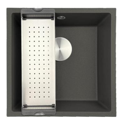 GraniteMy Universal Granit Szürke, sötét Mosogató 40x40 cm Felépítés, Alépítés és Lapbaépítés Rozsdamentes Acél Dugóval 1208970742