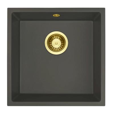 GraniteMy Universal Granit Szürke, sötét Mosogató 40x40 cm Felépítés, Alépítés és Lapos beépítés Arany Dugóval 1208970748