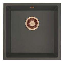GraniteMy Universal Gránit Szürke, sötét Mosogató 40x40 cm Felépítés, Alépítés és Lapbaépítés Réz dugóval 1208970749