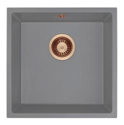 GraniteMy Univerzális Granit Szürke Mosogató 40x40 cm Felépítés, Alépítés és Lapba építés Réz Dugóval 1208970753