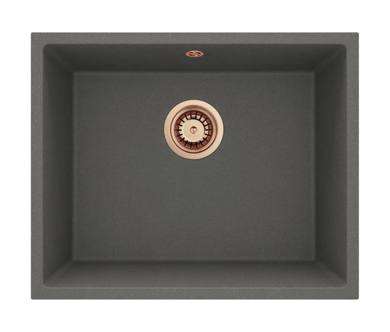 GraniteMy Universal Granit Szürke, sötét Mosogató 50x40 cm Felépítés, Alépítés és Lapba építés Réz dugóval 1208970757