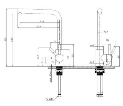 Pure.Sink Prestige Kombinációs szett Arany mosogató 50x40 cm Arany Konyhai csapteleppel 1208970764