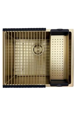 Pure.Sink Prestige Kombinációs szett Arany mosogató 50x40 cm Arany Konyhai csapteleppel 1208970764